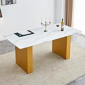 71Inch Glass Dining Table Set For 6 With Tempered Glass