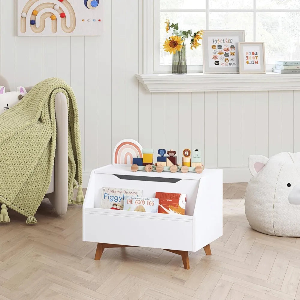 Wooden Kids Toy Box With Book Storage Bench Montessori