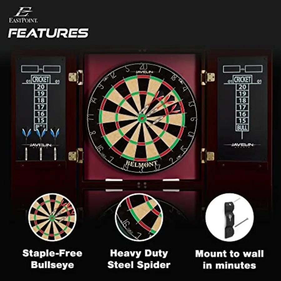 Official Size Dart Board Cabinet Set With Easy Assembly Deluxe Darts Included