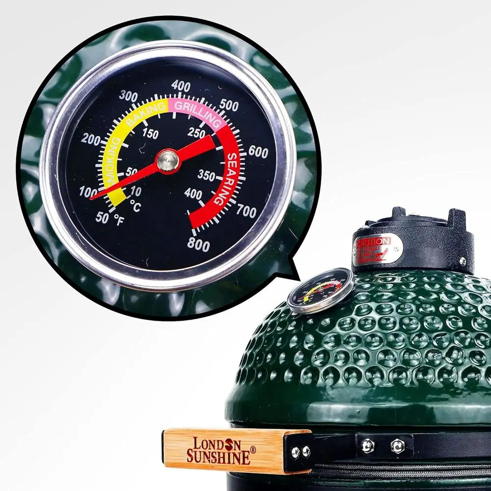 Ceic Kamado Charcoal Grill and Smoker with Tall Green Stand