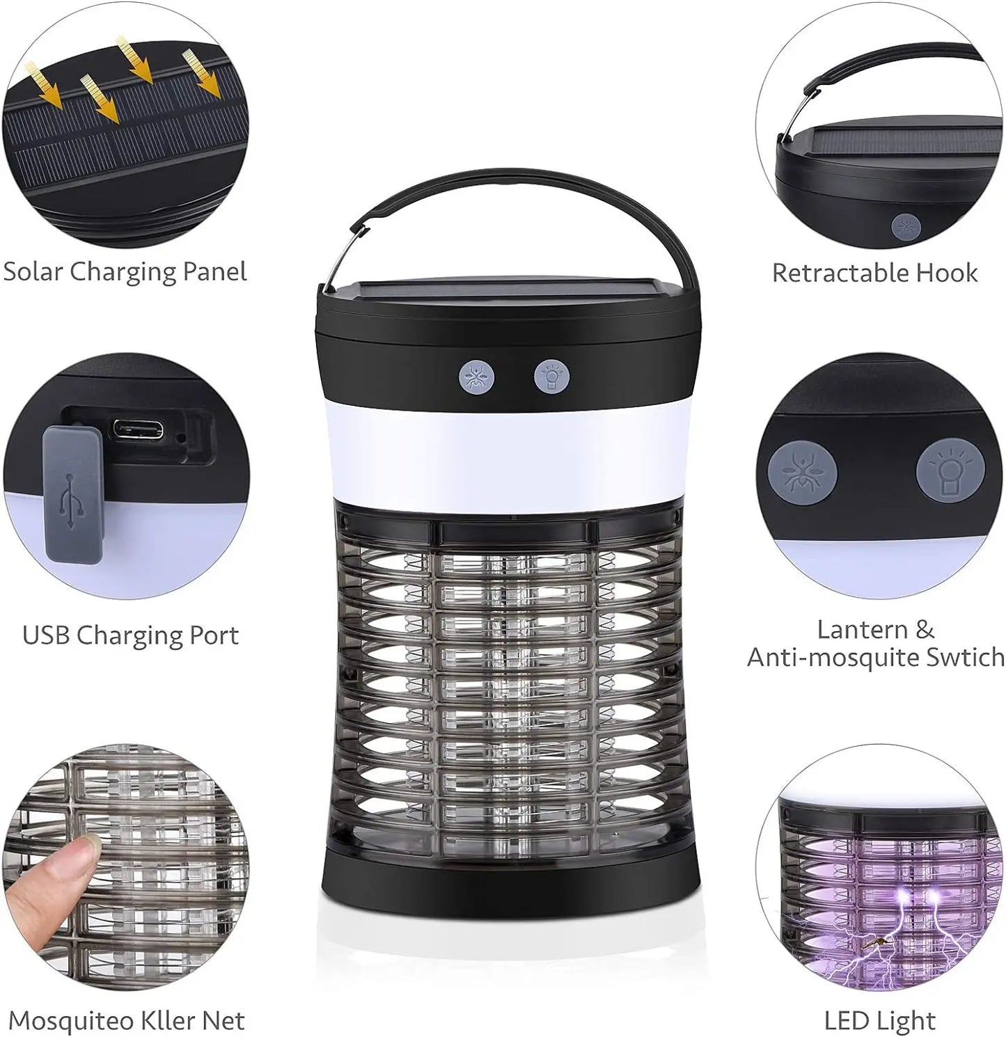 Bug Zapper 3000V Rechargeable Indoor Outdoor Mosquito Killer