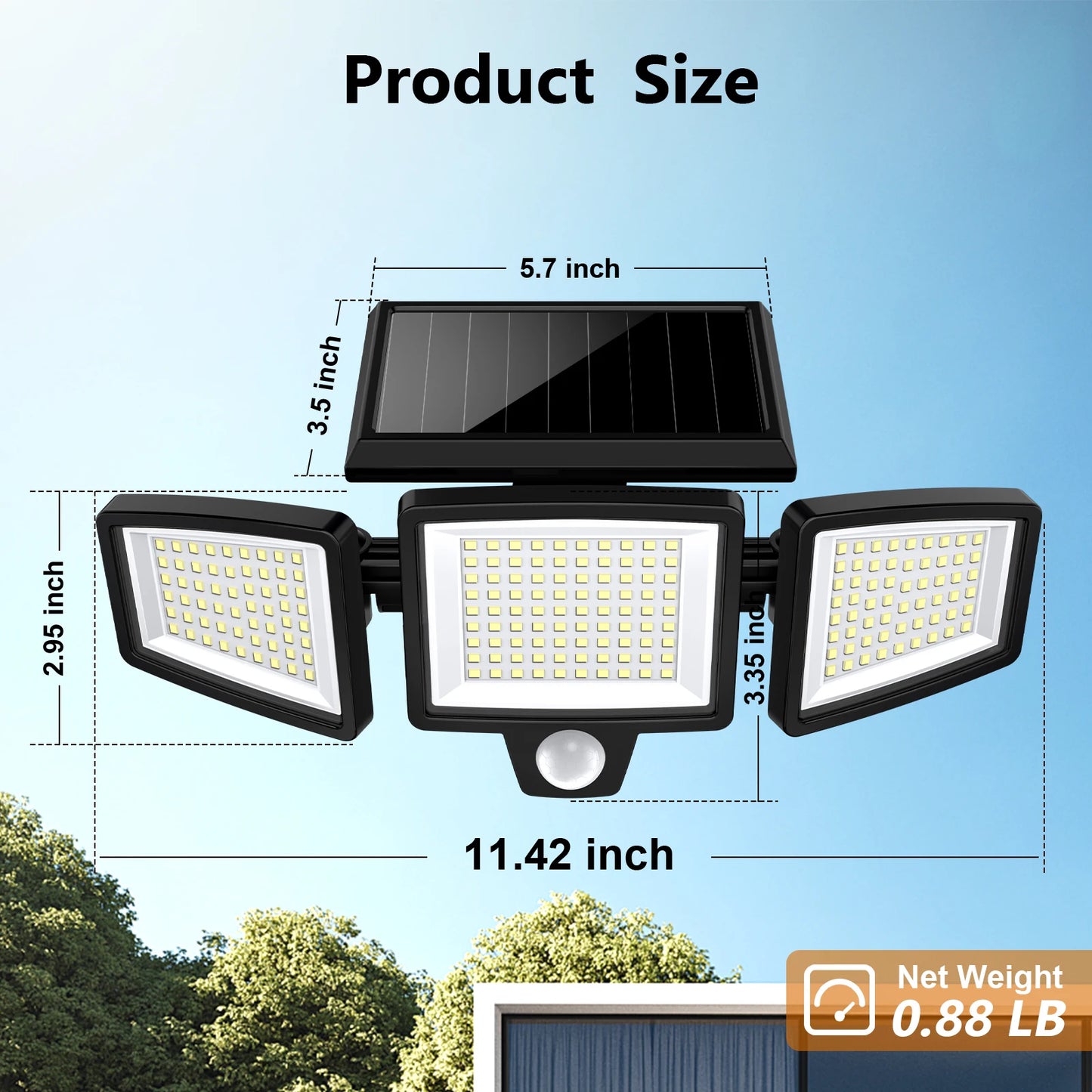 3 Pack Outdoor Solar Lights With Motion Sensor For Porch Garage Yard Patio