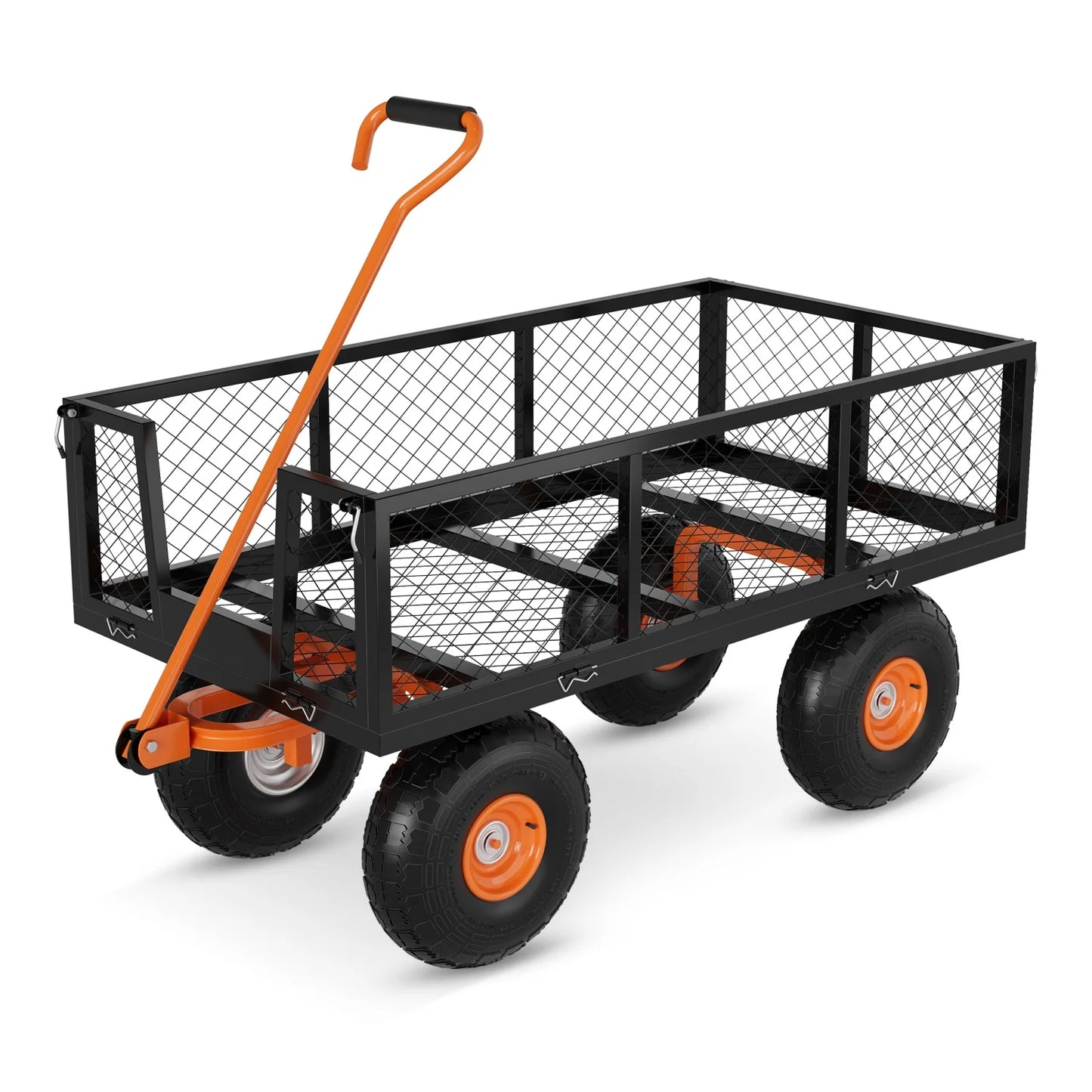 Heavy Duty Steel Garden Cart 500 Lbs Capacity 3 In 1 Wagon with 10 In Wheels