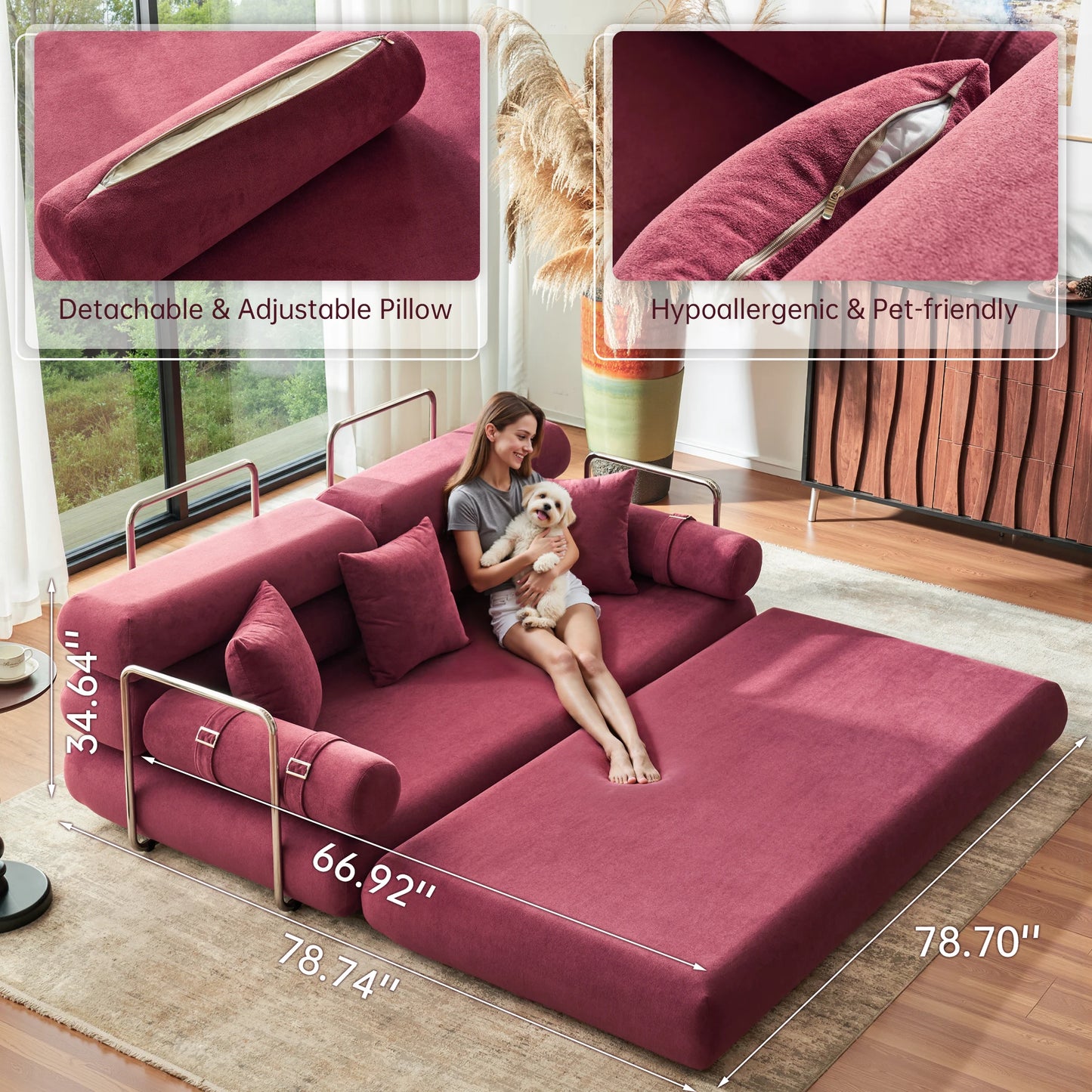 Convertible Sleeper Sofa With High Back Floor Couch Bed