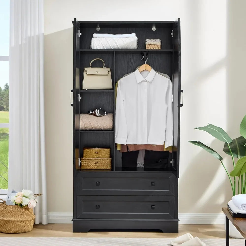Dresser for Bedroom, Farmhouse Dresser with Wooden Drawers and Storage Cabinets, Tall Chest of Drawers for Bedroom,Living Room