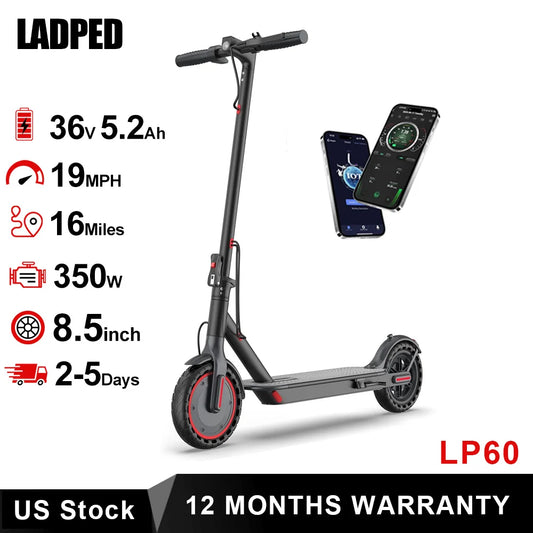 Ladped LP60 Electric Scooter 350W Foldable 19 MPH 8.5 Inch Tires 16 Mile Range
