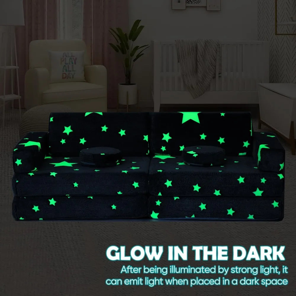 Modular Play Couch, 10PCS Creative Sectional Fort Building Sofa,for Bedroom Convertible Soft Foam Furniture Floor Cushion