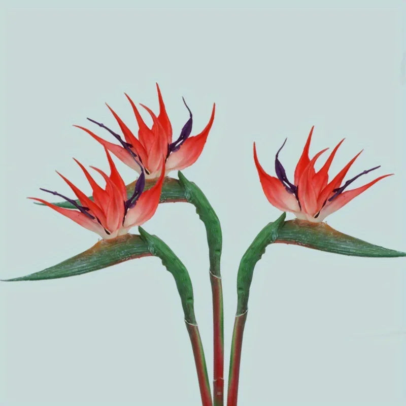 3 Piece Artificial Bird Of Paradise Flowers 24 Inch Long Stems For Home Decor