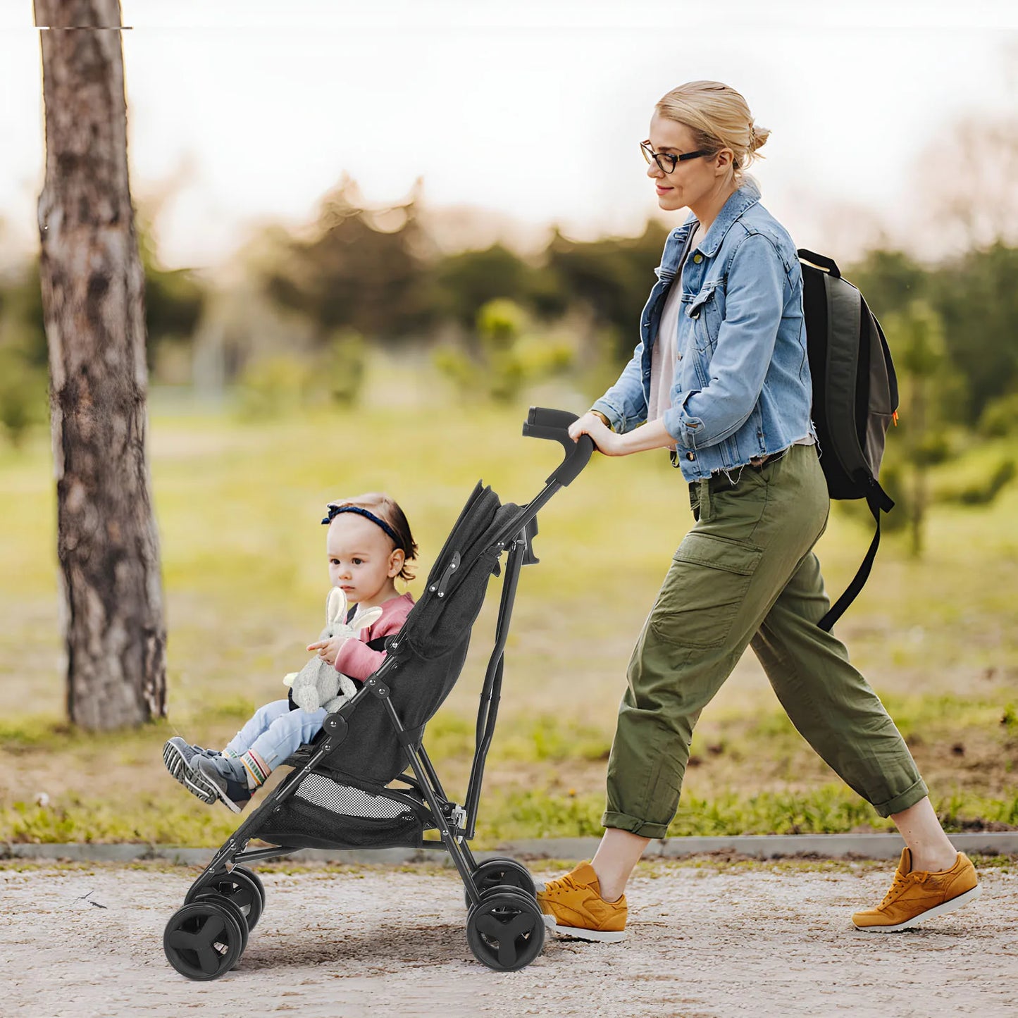 Lightweight Folding Kids Stroller Sit Or Lie Down Four Wheel