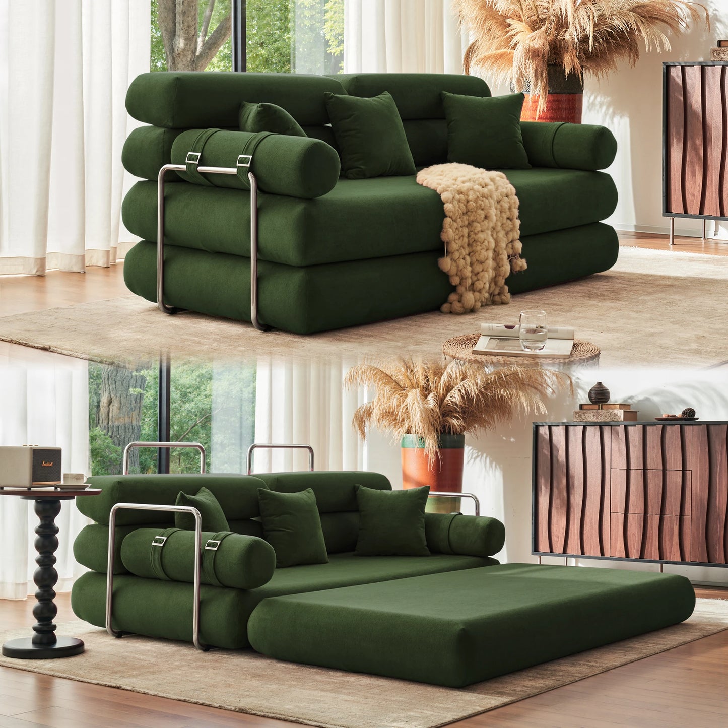Convertible Sleeper Sofa With High Back Floor Couch Bed