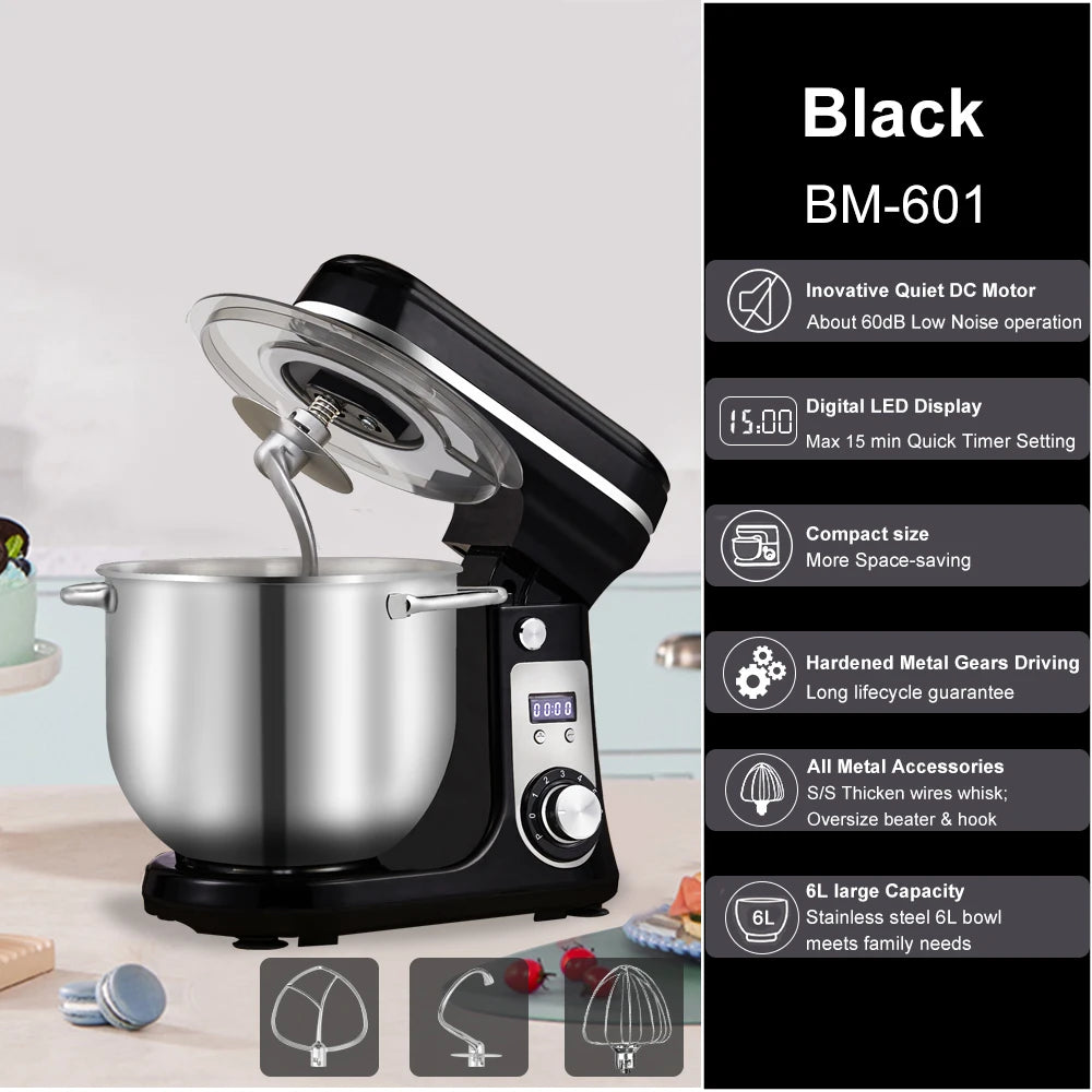 BioloMix 6 Speed Stand Mixer And Blender 1200W 6L Quiet Kitchen Appliance