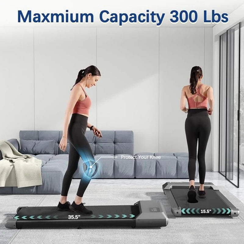 300lbs Capacity Home Treadmill 2.5HP 2 In 1 Walking Running Machine LCD Display