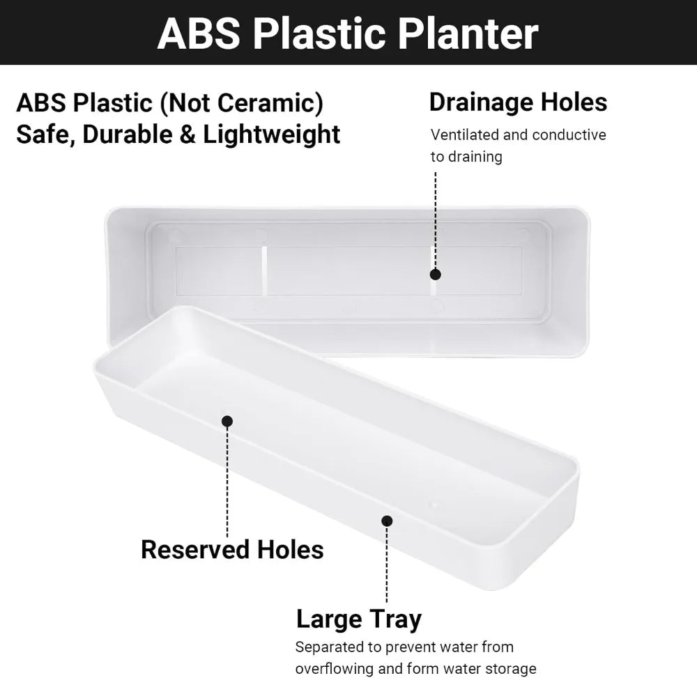 16x3.8 Inch Window Box Planter With Tray For Succulents Herbs Flowers