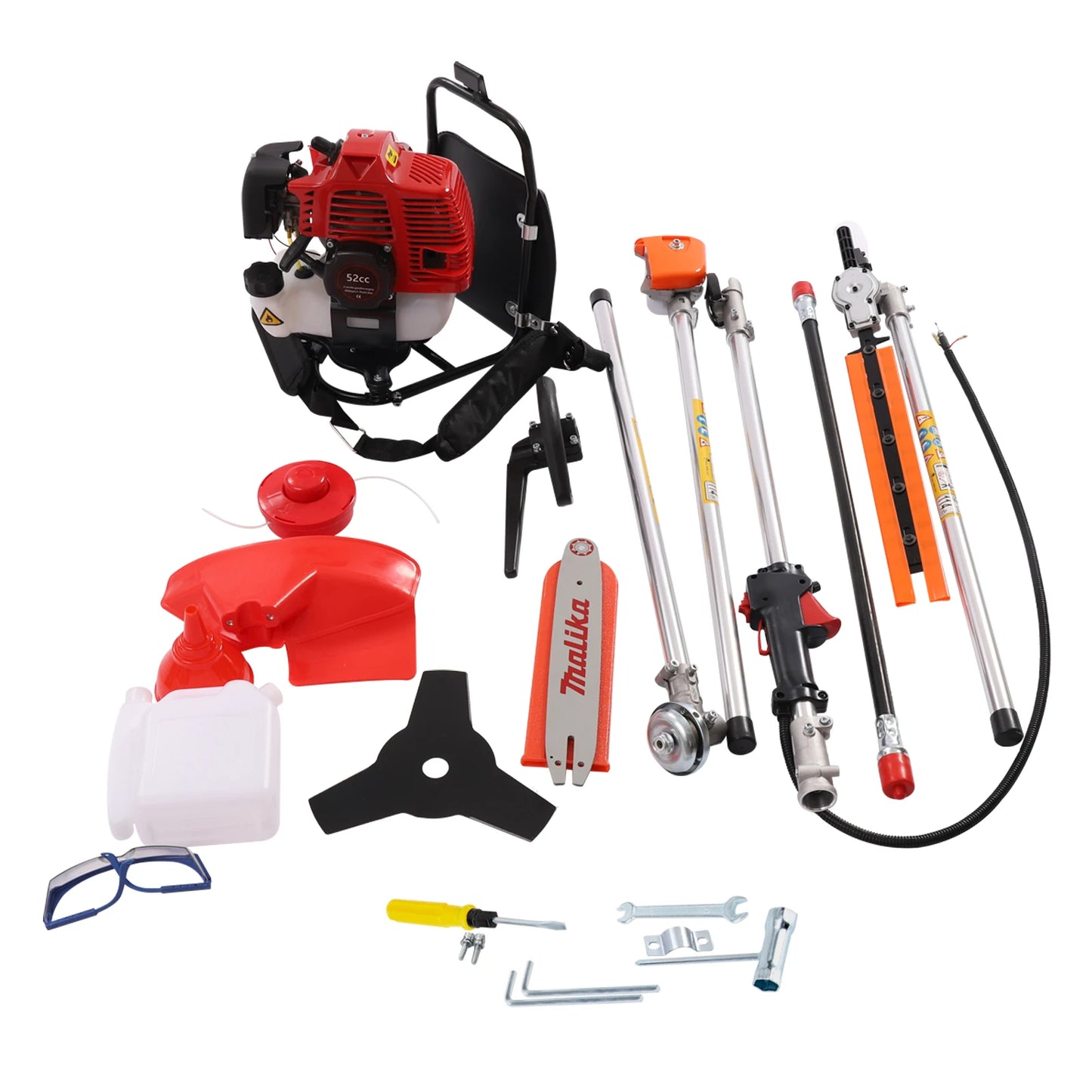 52cc Backpack Gas Lawn Mower Weed Wacker Grass Hedge Trimmer Brush Cutter Trimming Tools