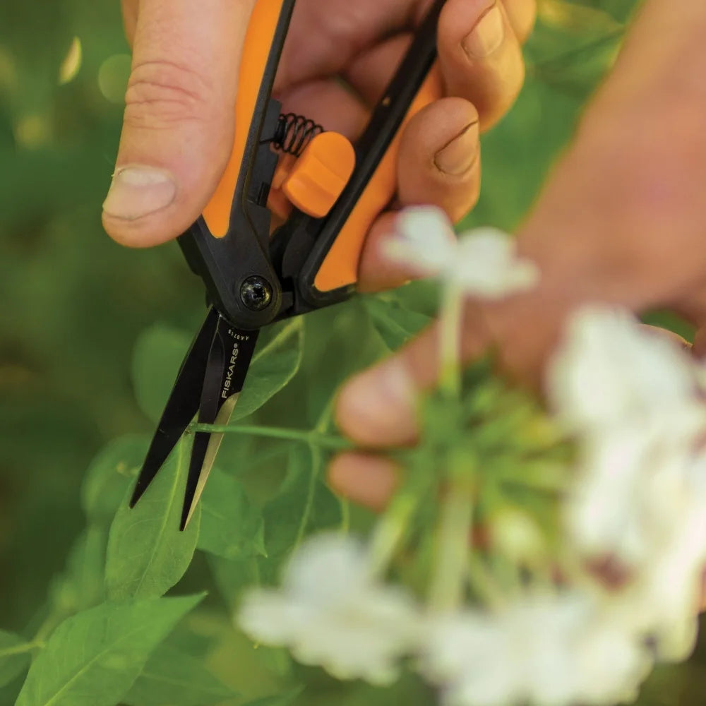 6 Inch Non-Stick Micro-Tip Pruning Shears Easy Action Spring Stainless Steel Blades Comfortable Handles Garden Maintenance