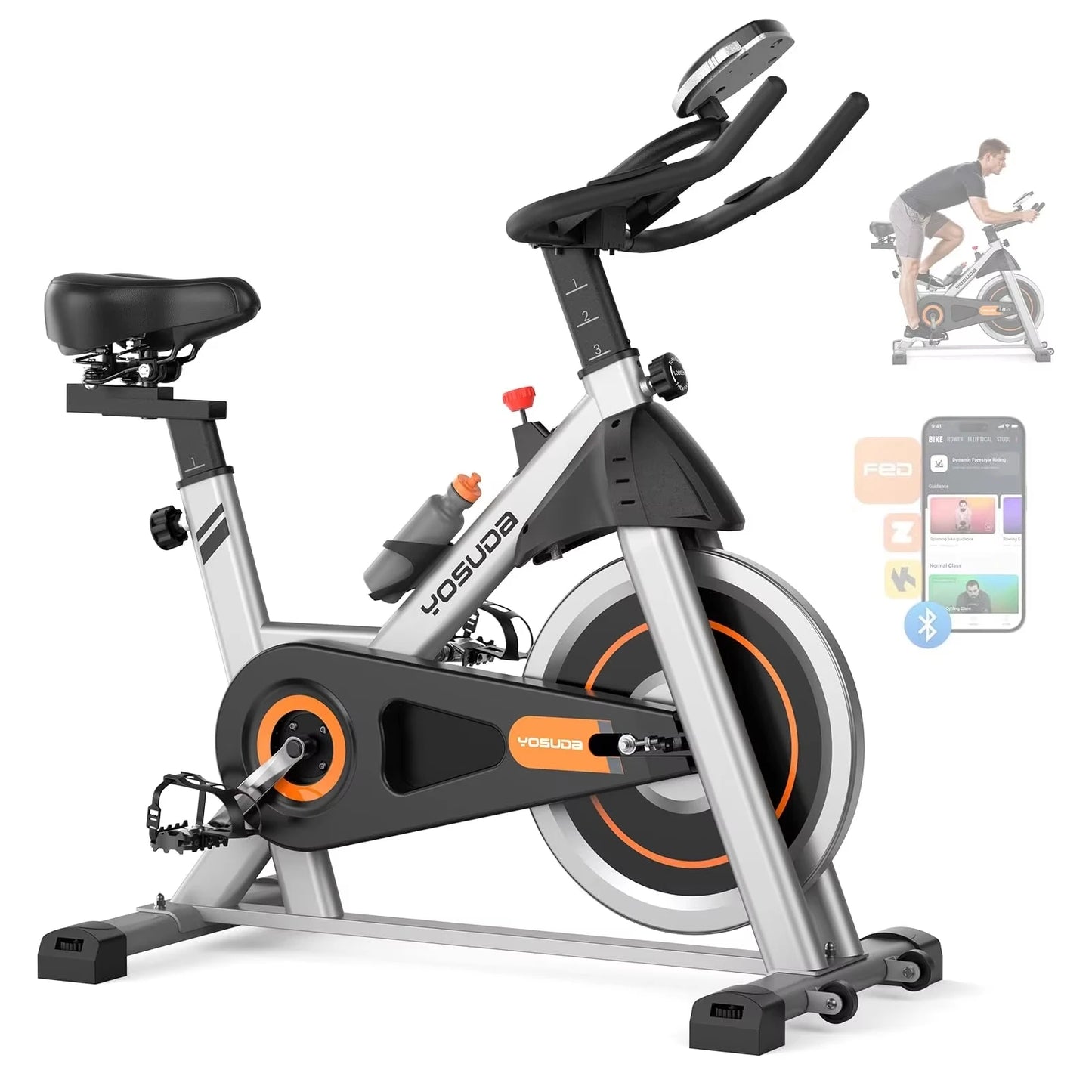 YOSUDA Exercise Bike With Magnetic Resistance And Bluetooth 300 Pound Capacity