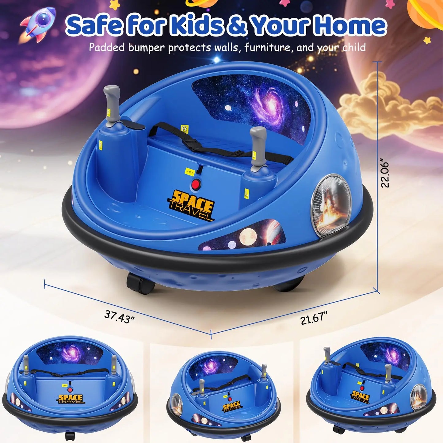 360 Degree Spin Kids Electric Bumper Car With Remote LED Lights Indoor Outdoor