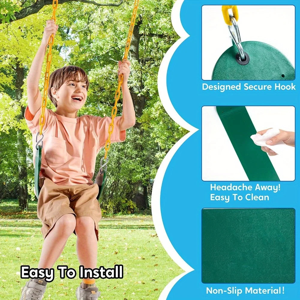 Joyfy 2 Pack Green Swing Seats Heavy Duty With 66 Inch Chain And Snap Hooks