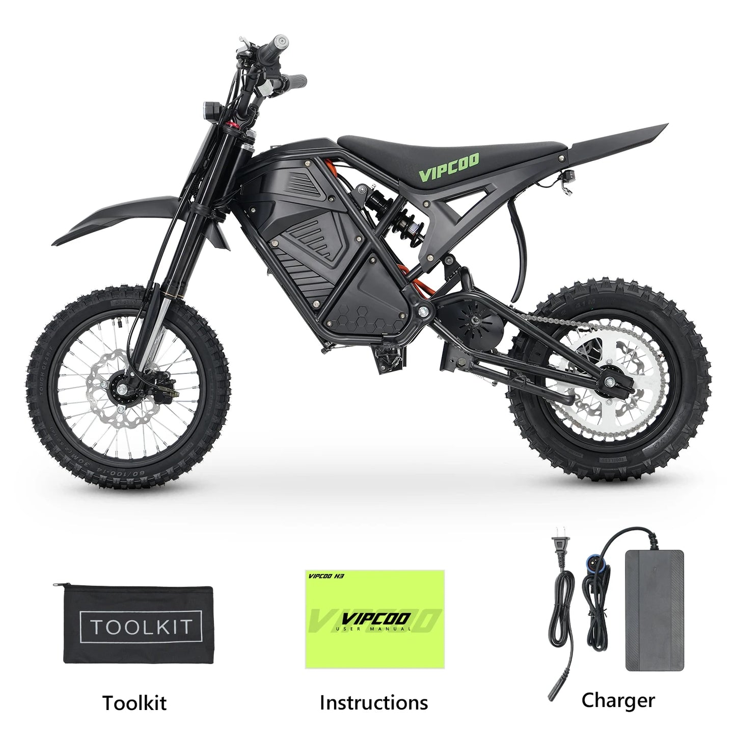 VIPCOO H3 Electric Dirt Bike 3500W 48V 23Ah Fat Tire Nitrogen Suspension
