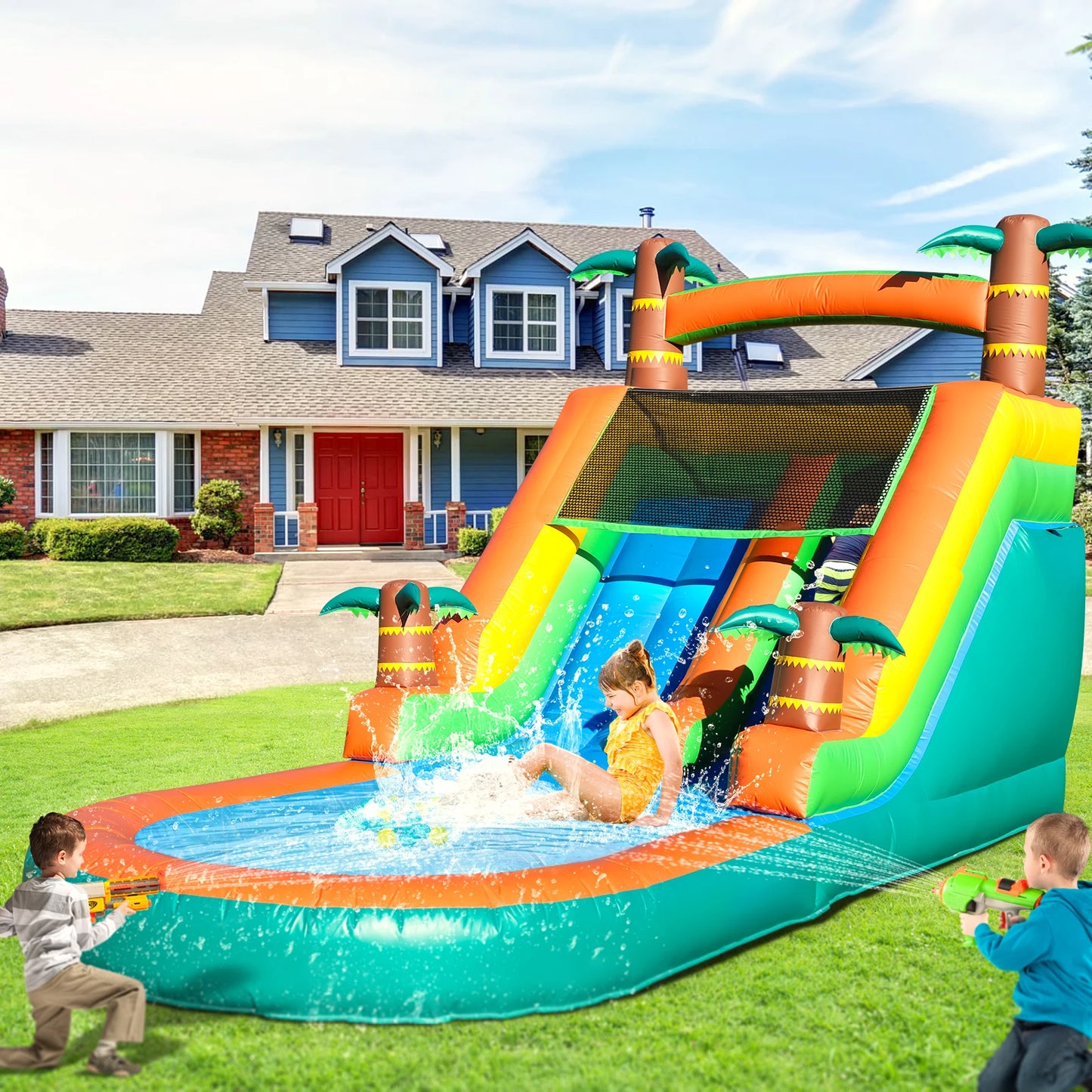 21ft Giant Commercial PVC Inflatable Water Slide With Blower