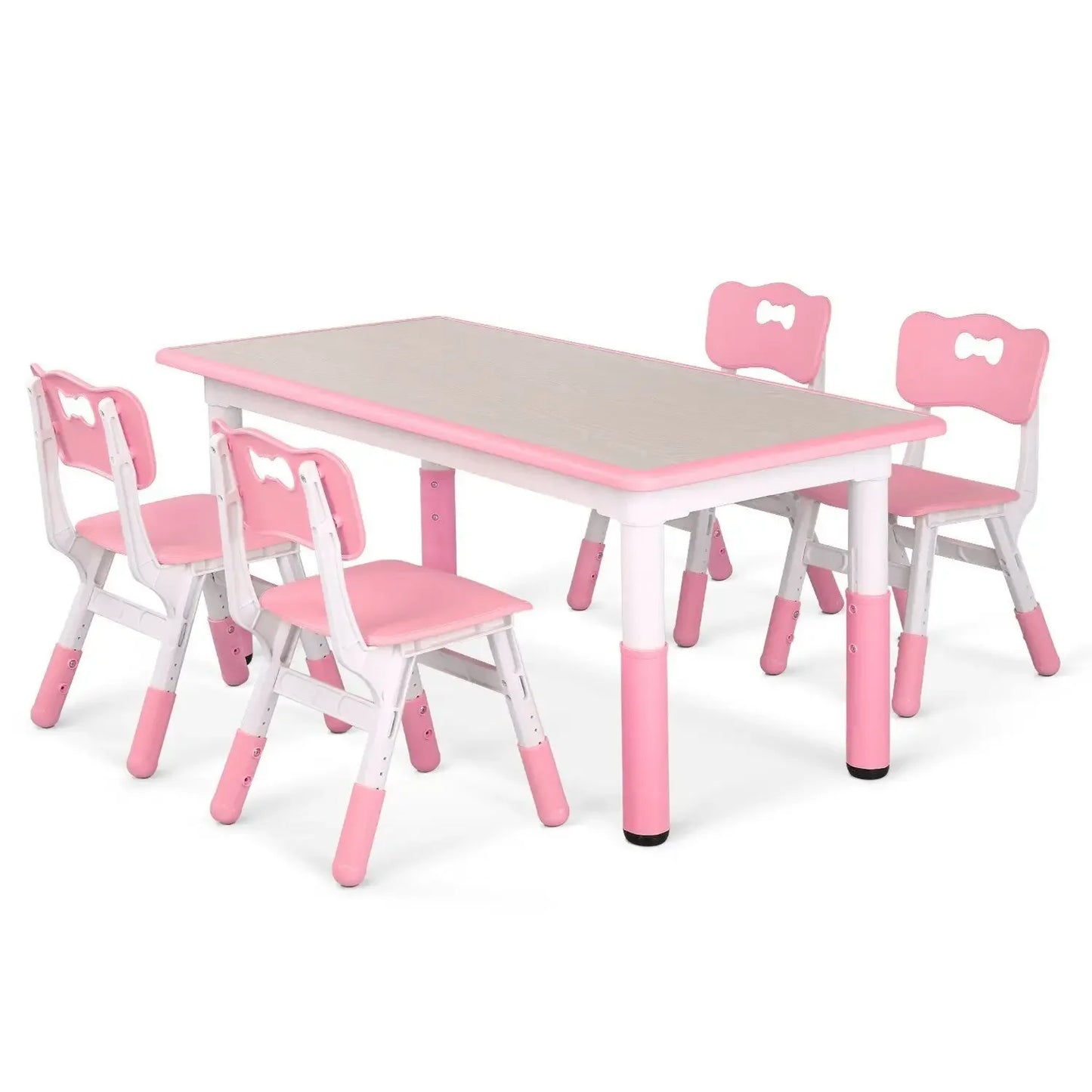 Kids Table And 4 Chairs Set Height Adjustable Graffiti Desktop Non Slip Legs