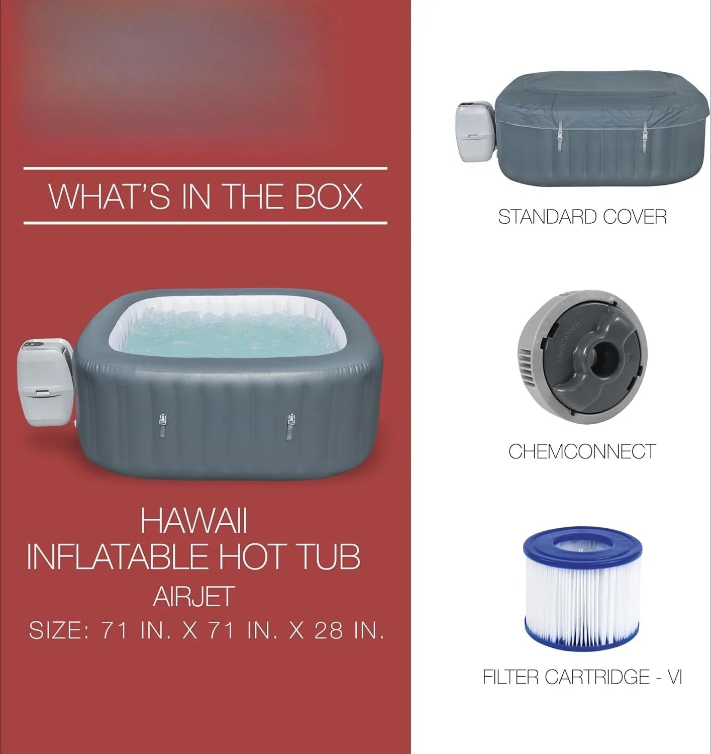 SaluSpa AirJet 4 to 6 Person Inflatable Hot Tub Gray
