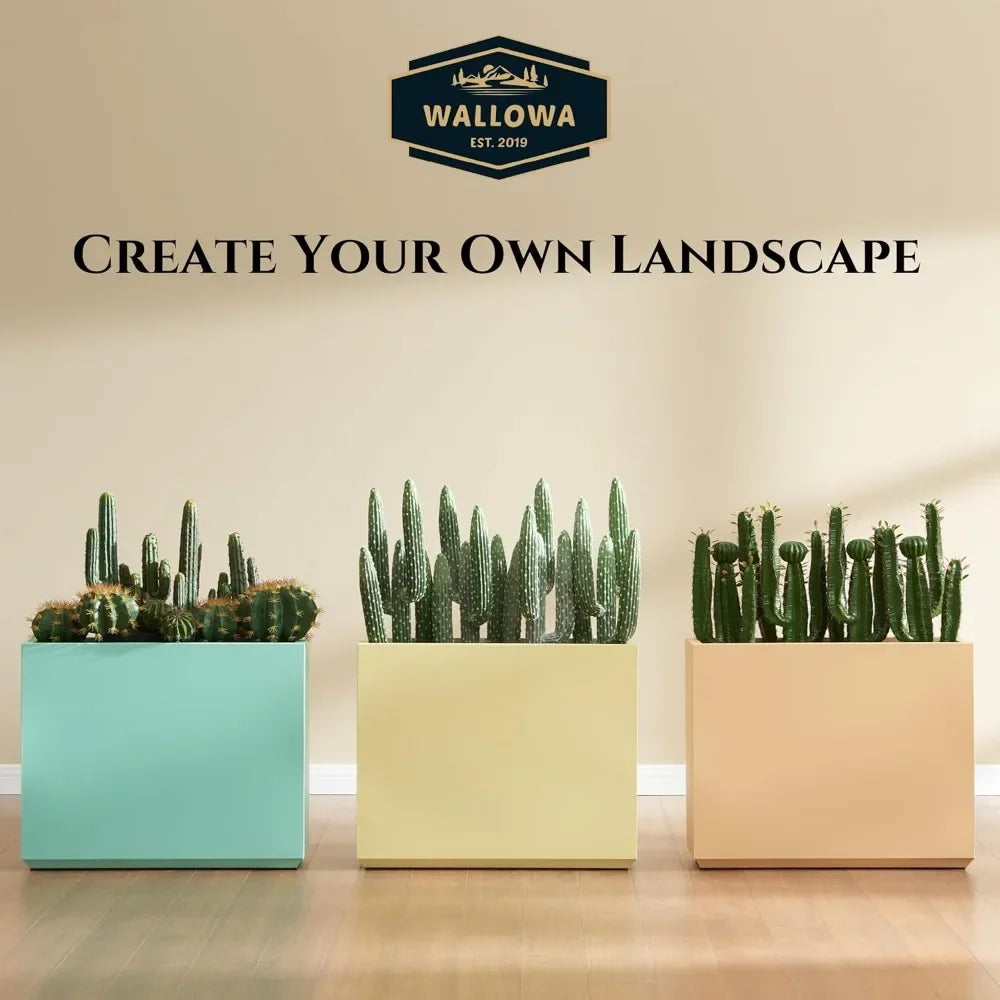 Metallic Outdoor Span Planter Box With Long Divider Planters