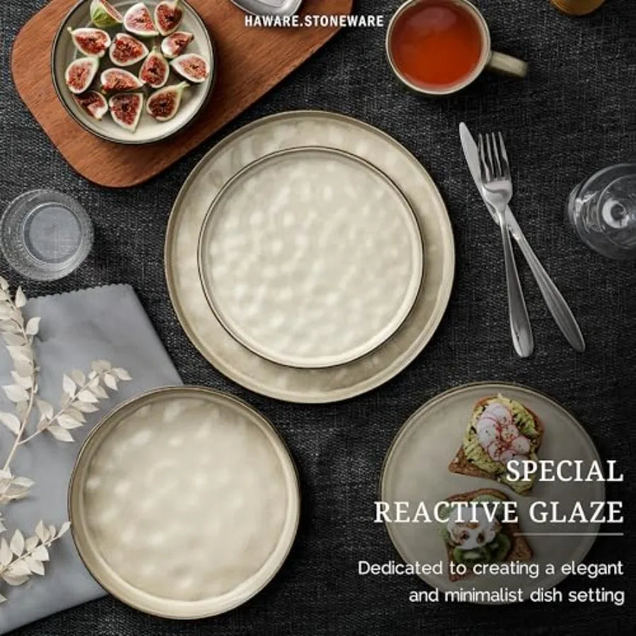 12 Piece Stoneware Dinnerware Set For 4 Plates And Bowls Ceramic