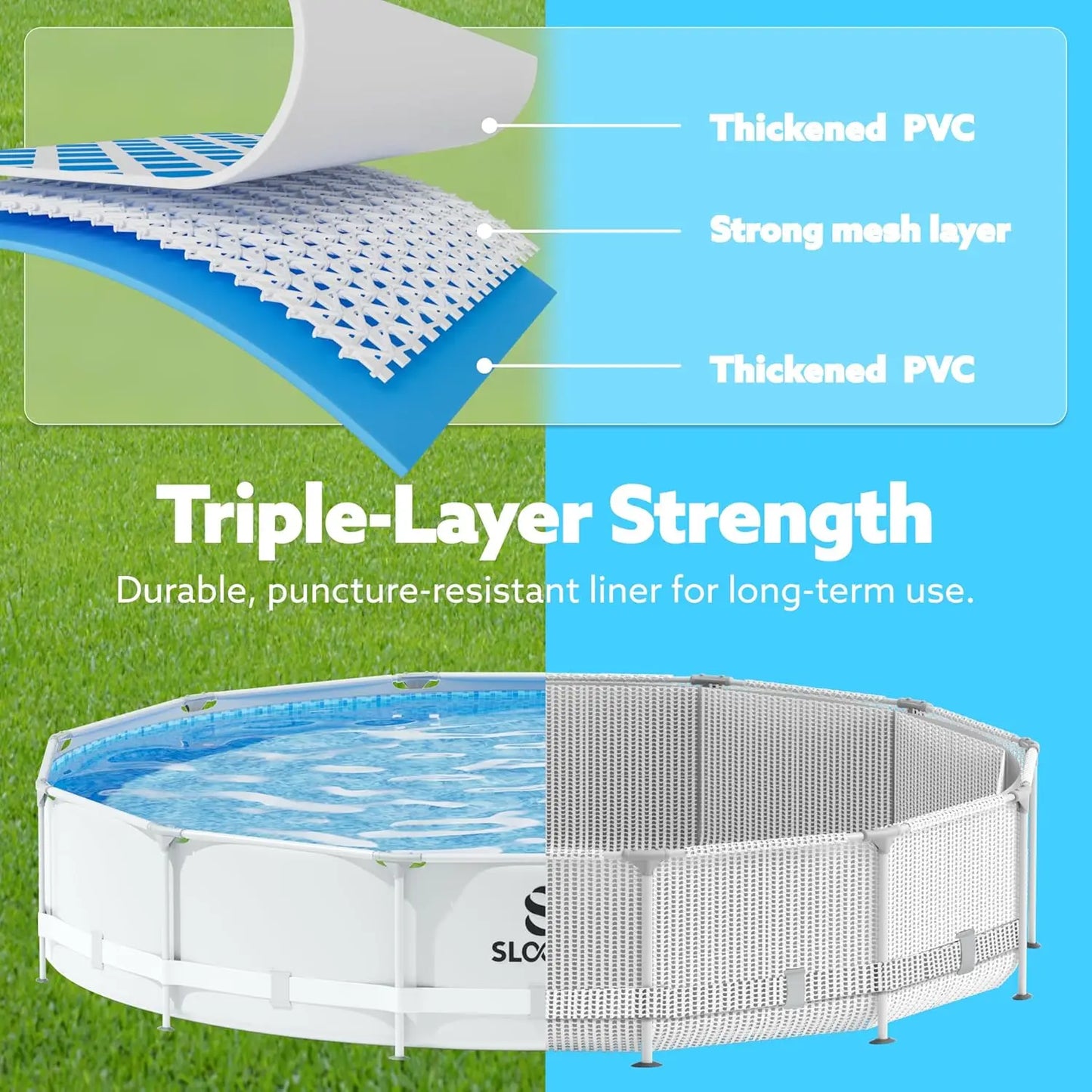 Joyfy Round Above Ground Pool 12ft 10ft 15ft With Filter Pump For Kids Adults
