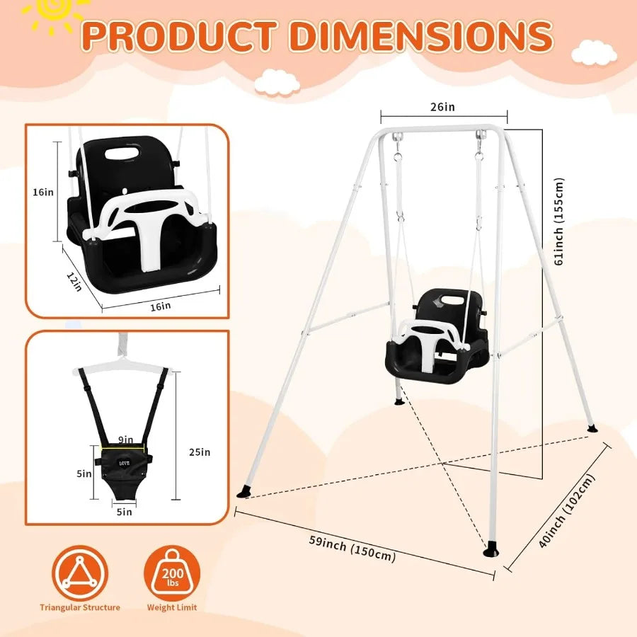 4in1 Toddler Swing Set and Baby Jumper and Bouncers Heavy Duty Baby Swing Set with Foldable Metal Stand for Indoor and Outdoor
