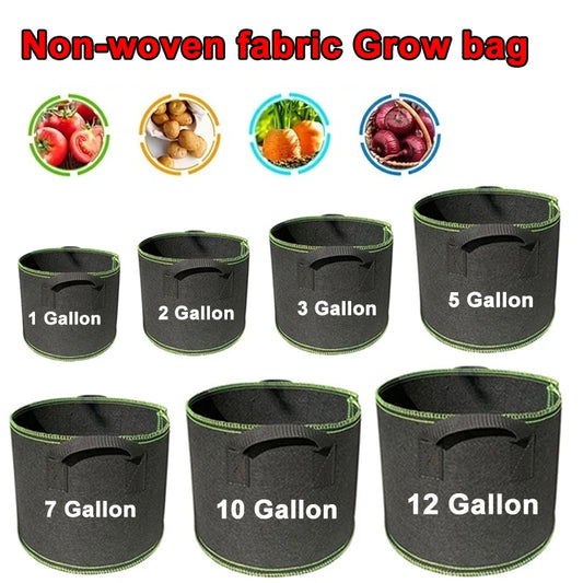 Thickened Nonwoven Grow Bags 1 to 12 Gallons with Handles for Vegetables