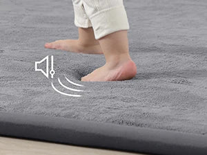 Huloosleep Baby Play Mat 1.3" Thick Foam Anti-Fall Cushion Mat for Kids Room Bedroom Bedside Rugs Coral Velvet Crawling Mat
