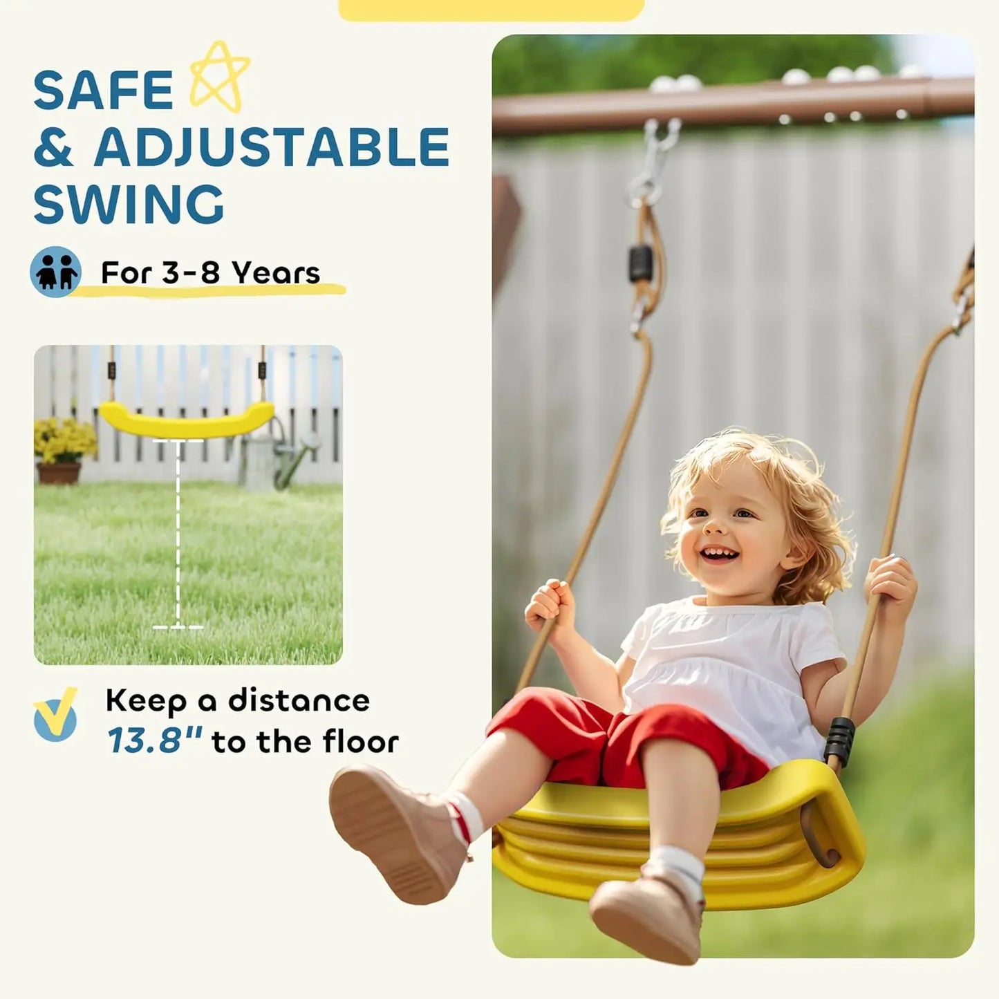 Kids Backyard Swing Set 6 Ft Slide And 2 Adjustable Swings