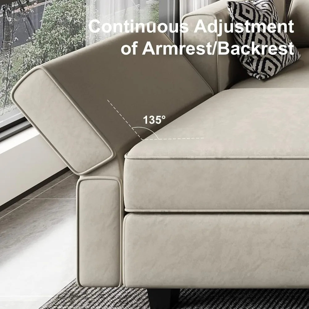 Modular Sectional Sofa with Storage Seat Oversized U Shaped Couch with Reversible Chaise Sofa Set with Ottoman Velvet Grey