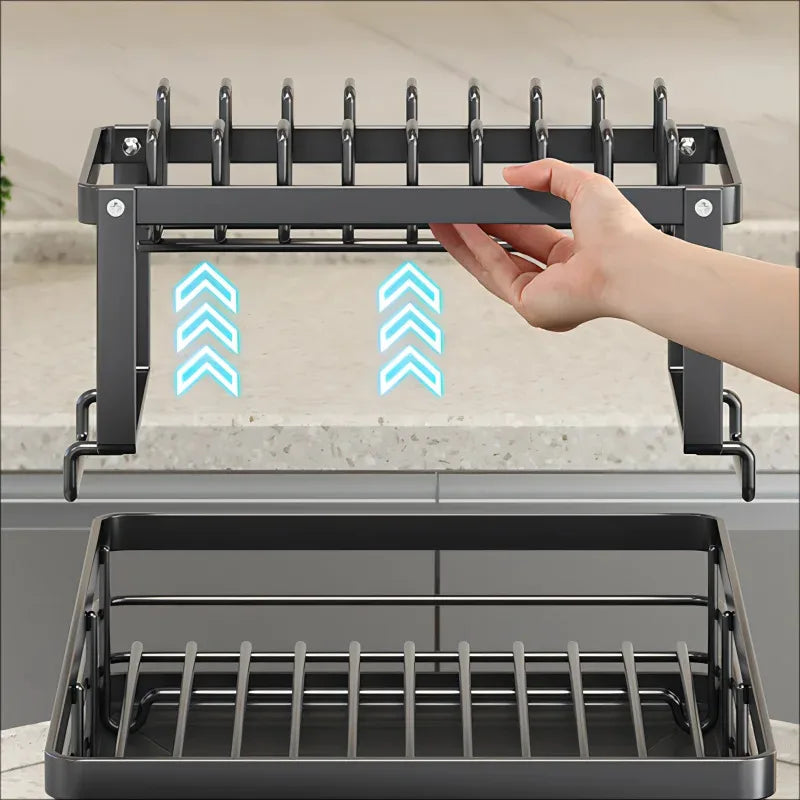 Stainless Steel Dish Drying Rack With Drainboard Over Sink Plate Organizer