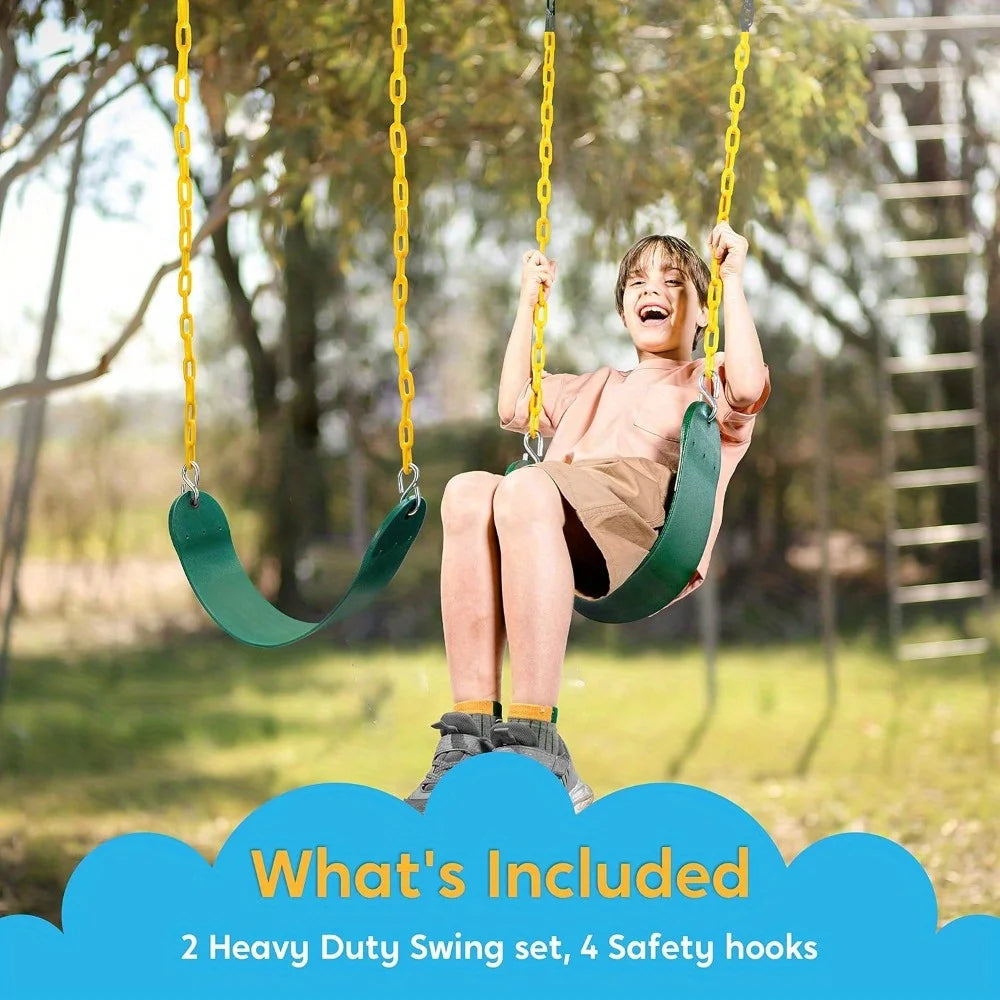 Joyfy 2 Pack Green Swing Seats Heavy Duty With 66 Inch Chain And Snap Hooks