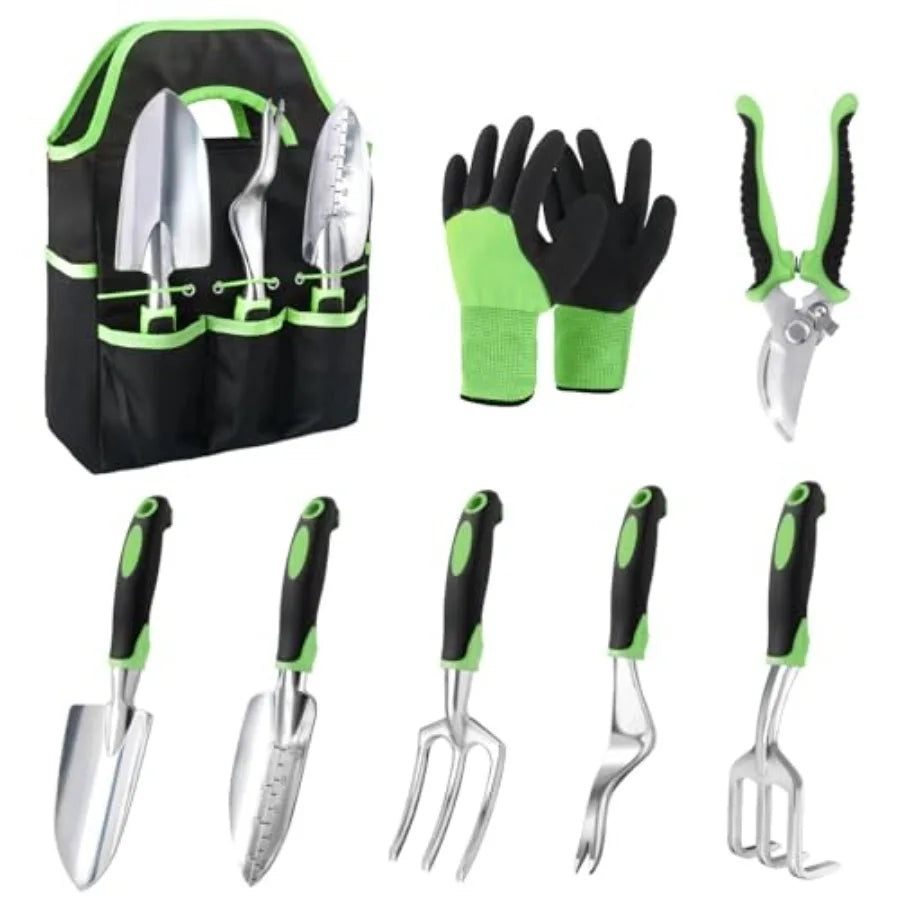 Garden Tools Set, 8 Pcs Gardening Tools Set with Non Slip Ergonomic Handle, Heavy Duty Garden Tool Set with Storage Bag, Garden