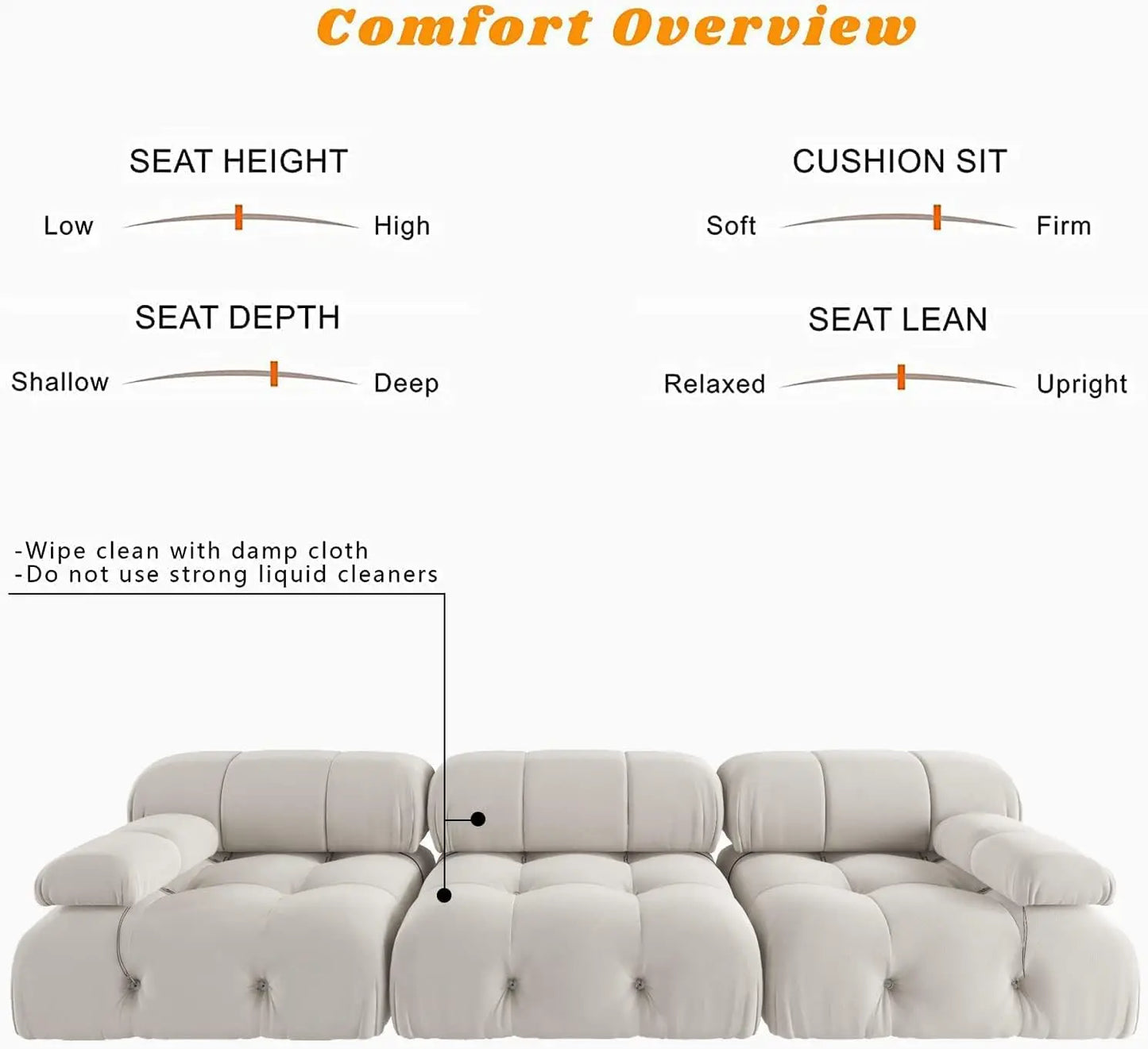 104 Inch Minimalist Modular Sectional Sofa Velvet Convertible 3 Seat Set Sdorens