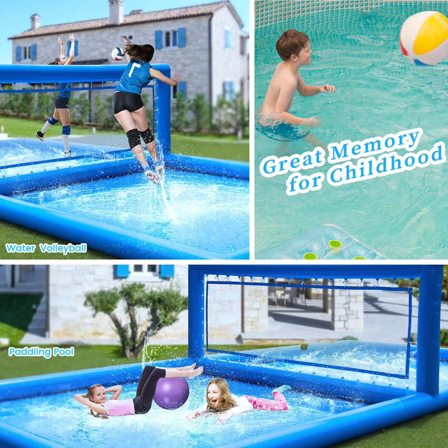 33ft Inflatable Outdoor Water Volleyball Court For Pool Games And Playgrounds
