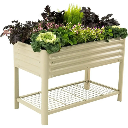 Elevated Garden Bed-V Series, Raised Garden Beds with Legs & Storage Rack for Lawn & Patio, Outdoor Planter Box for Gardening