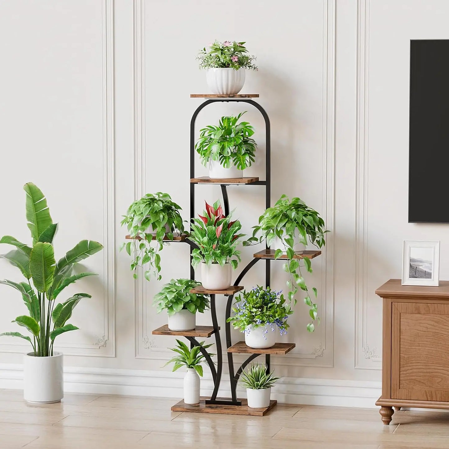 8 Tier Indoor Plant Stand With Grow Lights Tree Arch Design For Multiple Plants