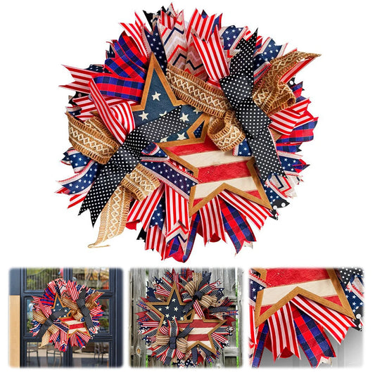Patriotic 4th Of July Wreath Independence Day Front Door Decor