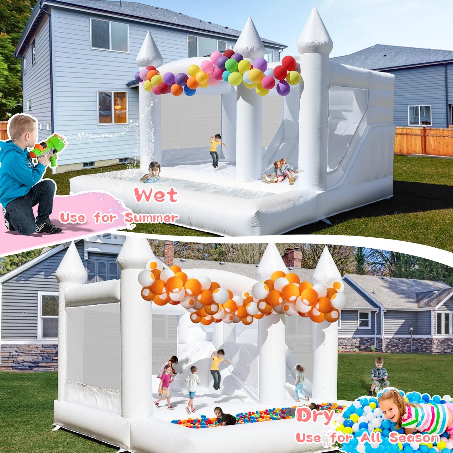 13ft Commercial PVC White Bounce House Inflatable Wedding Castle For Kids And Adults