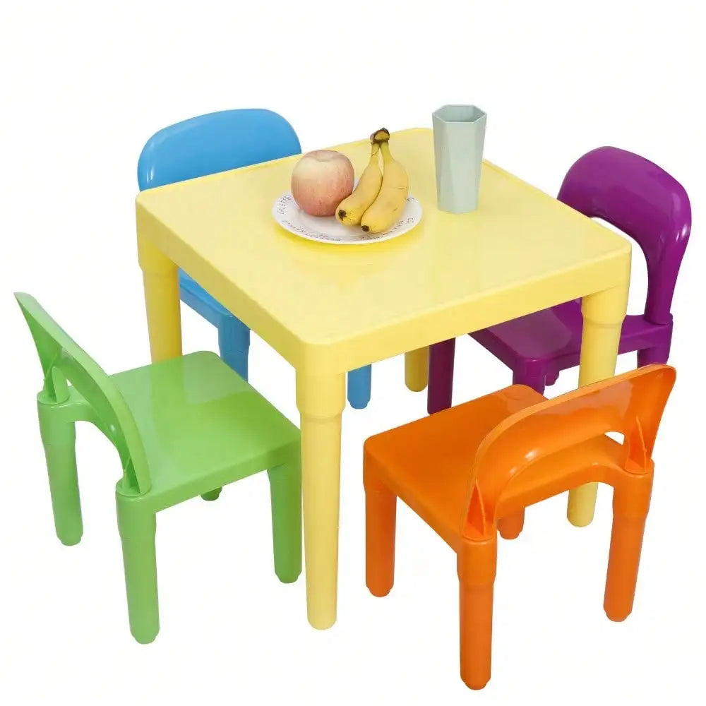 Kids Table and 4 Chairs Set for Toddlers Colorful Activity Play Furniture