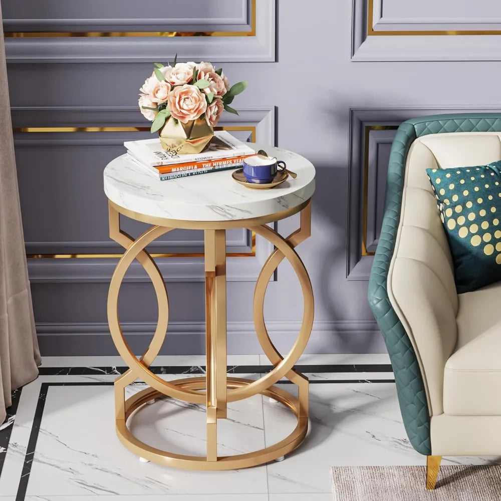 Modern Round End Tables Set Of 2 With Thickened Tabletop