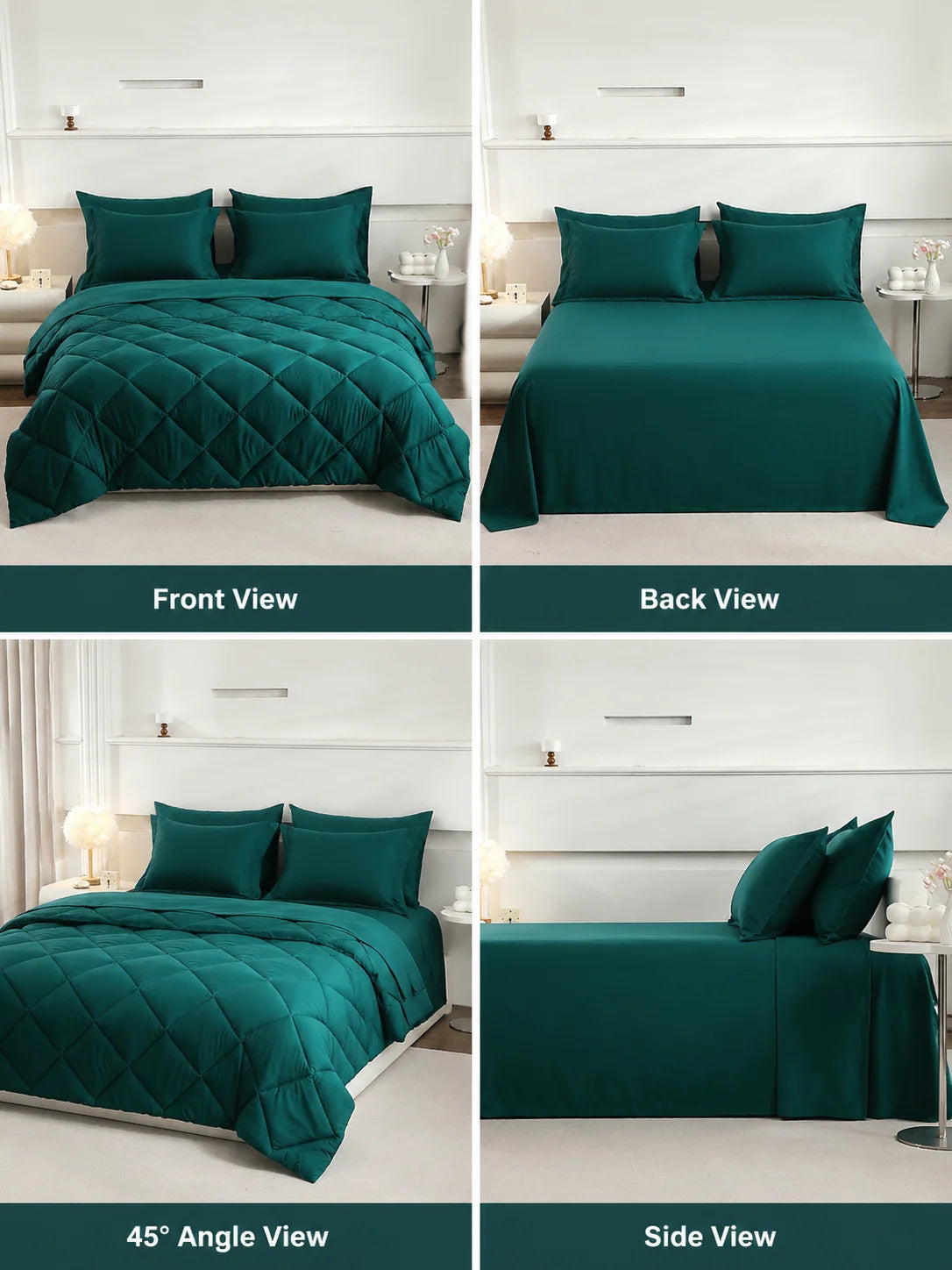 7 Pcs Twin Full Queen King Bedding Set Polyester Comforter Sheets Pillowcases