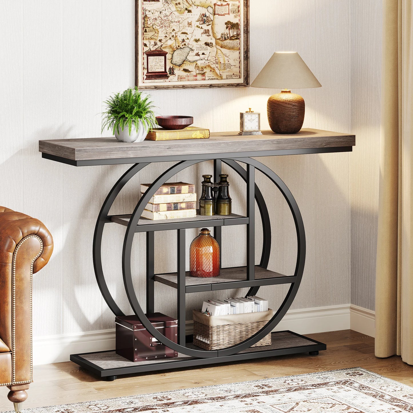 Console Table 4 Tier Entryway Table 41.3 Inch Industrial Sofa Table Living Room