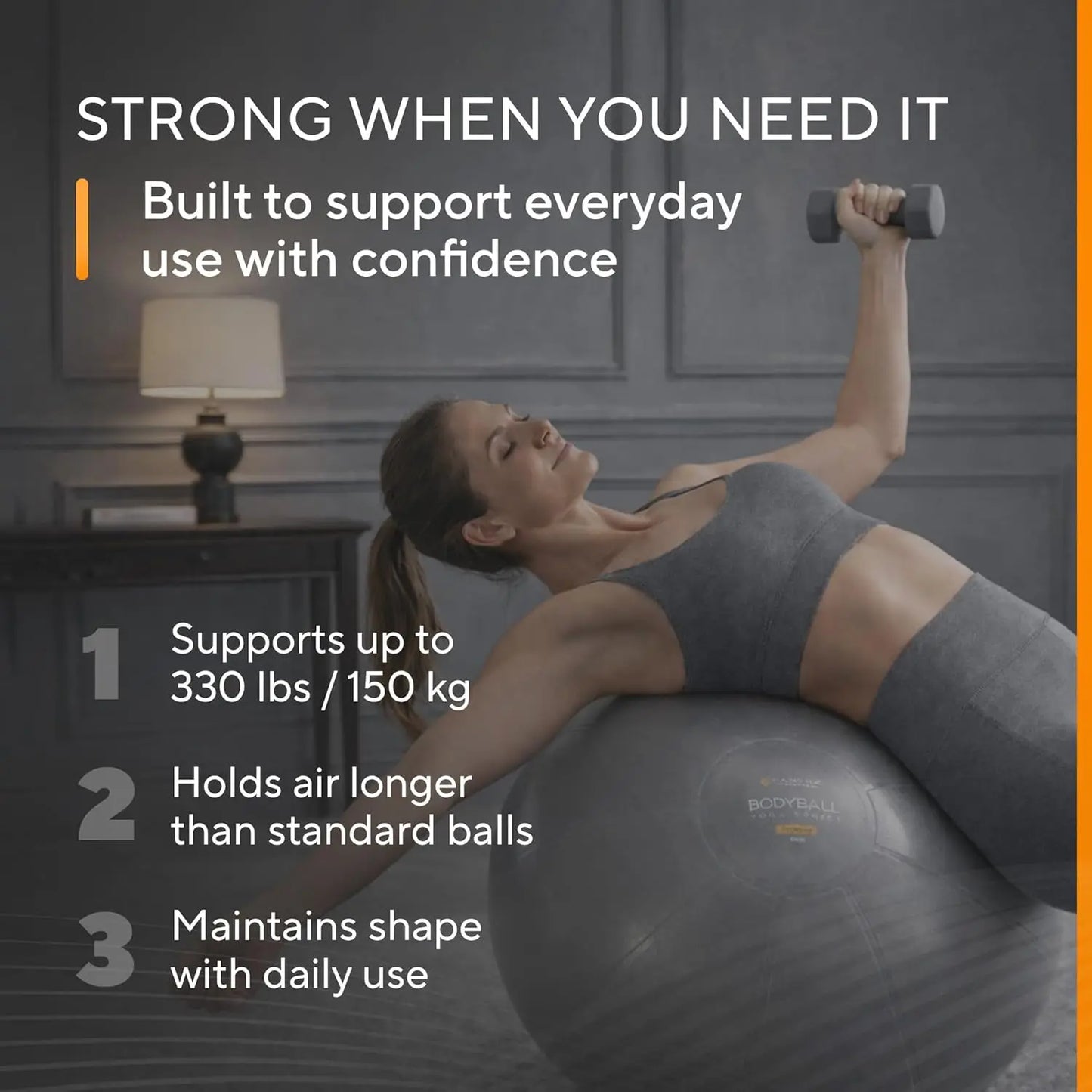 Anti Burst Exercise Ball for Yoga and Pilates with Pump 330 Pounds Capacity