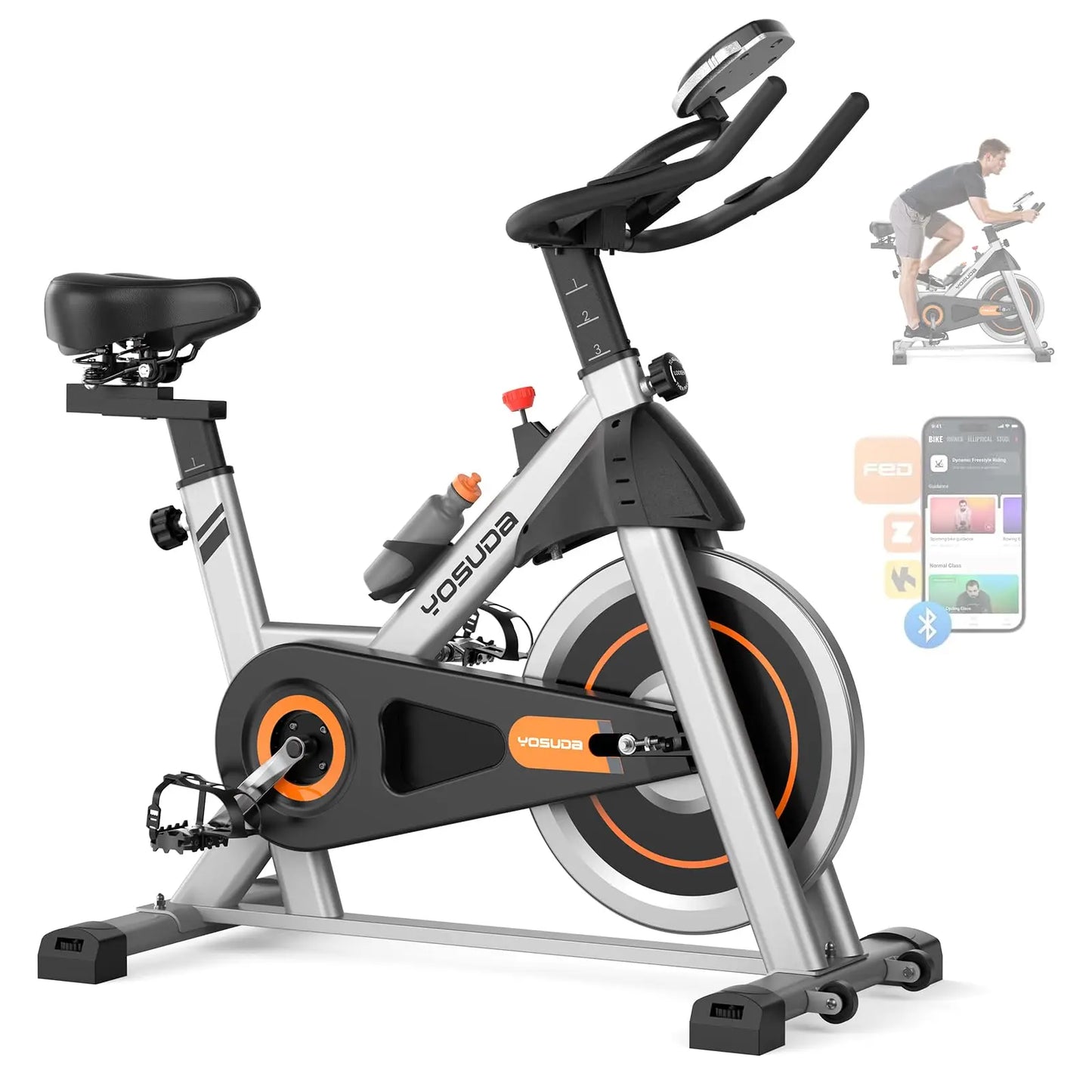 YOSUDA Exercise Bike With Magnetic Resistance And Bluetooth 300 Pound Capacity