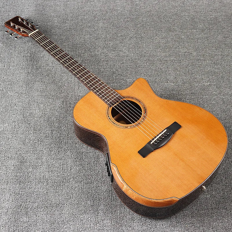 40 Inch 6 String Electric Acoustic Guitar Natural Brown Solid Spruce Top